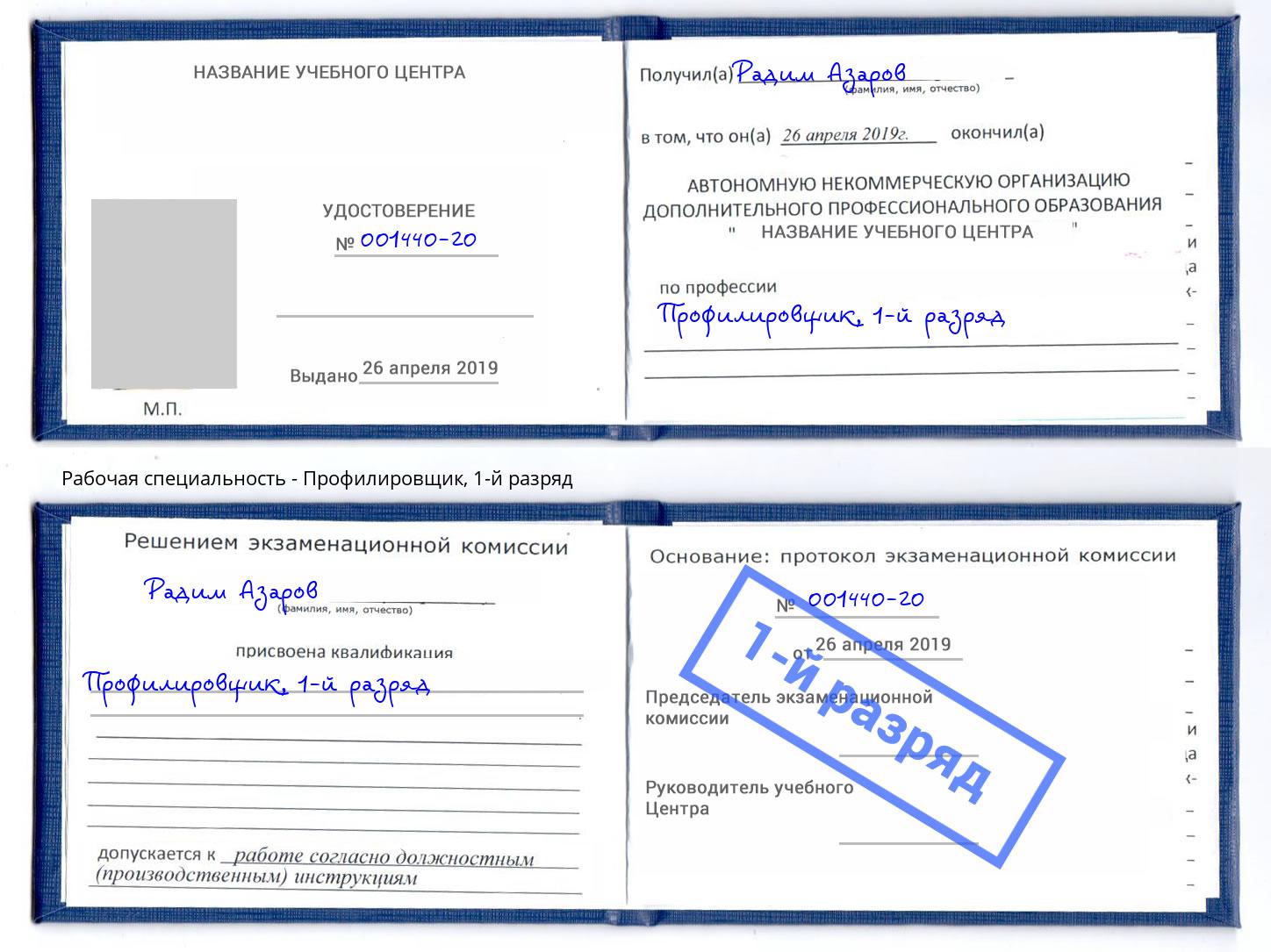 корочка 1-й разряд Профилировщик Чита