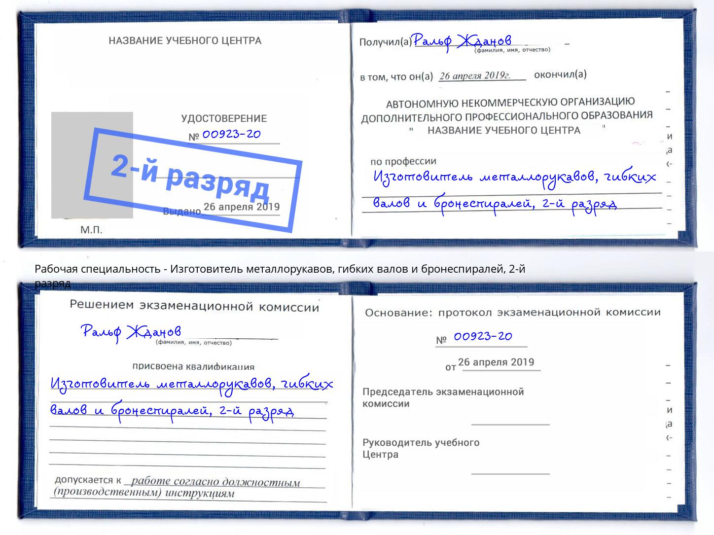корочка 2-й разряд Изготовитель металлорукавов, гибких валов и бронеспиралей Чита
